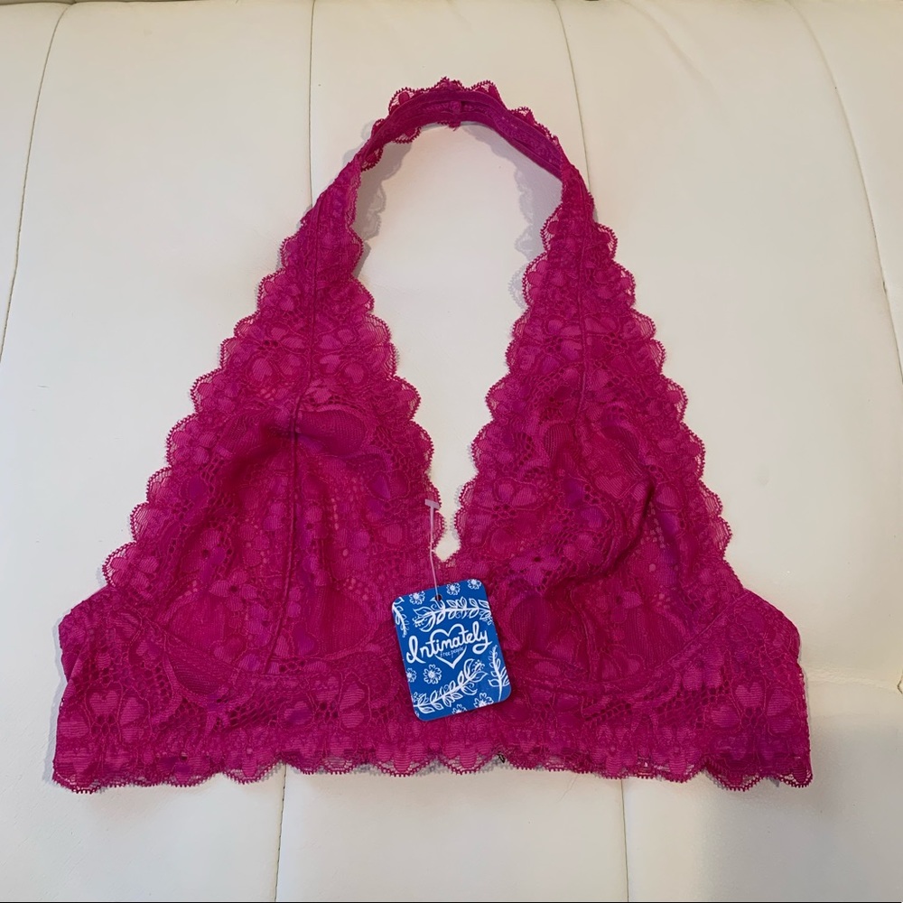 NWT Free People pink lace bra-S